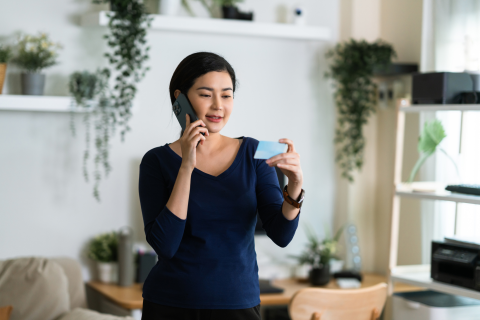 Woman Verifying Her Insurance for Mental Health Care